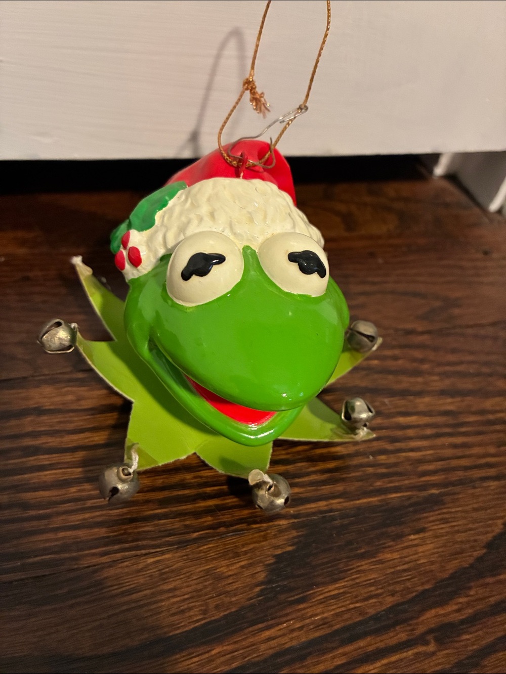 Kermit the Frog Holiday Ornament with Santa Hat